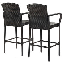 Load image into Gallery viewer, 2 pcs Rattan Bar Stool Chairs
