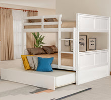 Load image into Gallery viewer, White Solid Pine Wooden Twin Loft Full Bunk Bed Strong Sturdy Frame with Slats