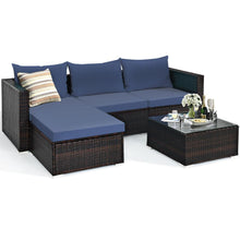 Load image into Gallery viewer, Patio Sectional with Cushions and Coffee Table 5 Pcs