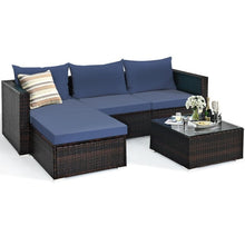Load image into Gallery viewer, Patio Sectional with Cushions and Coffee Table 5 Pcs