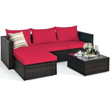 Load image into Gallery viewer, Patio Sectional with Cushions and Coffee Table 5 Pcs