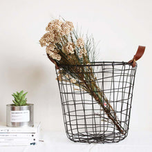 Load image into Gallery viewer, Black Home Storage Basket with Leather Handle