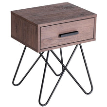 Load image into Gallery viewer, Pinewood Nightstand Coffee Table Storage Display with Steel Legs and 1 Drawer