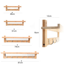 Load image into Gallery viewer, Solid Wood Wall Hanging Rack with 3/4/5/6 hooks