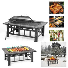 Load image into Gallery viewer, Metal Outdoor Fireplace W/ Firepit Cover &amp; Poker+BBQ Grill camping