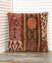 Load image into Gallery viewer, Brown Kilim Embroidered Cushion Cover 15.75"x15.75"