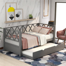 Load image into Gallery viewer, Wood Daybed with Trundle Twin Size Grey/White