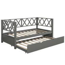 Load image into Gallery viewer, Wood Daybed with Trundle Twin Size Grey/White