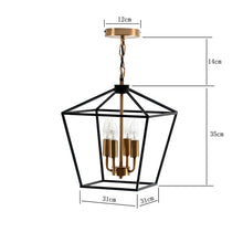 Load image into Gallery viewer, Gold Iron Four-Head Hanging Pendant Chandelier