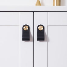 Load image into Gallery viewer, Leather and Brass Rivet Drawer Pulls
