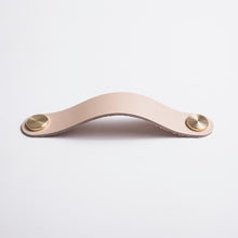 Load image into Gallery viewer, Leather and Brass Rivet Drawer Pulls