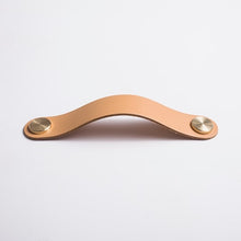 Load image into Gallery viewer, Leather and Brass Rivet Drawer Pulls