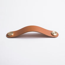 Load image into Gallery viewer, Leather and Brass Rivet Drawer Pulls