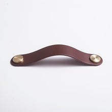 Load image into Gallery viewer, Leather and Brass Rivet Drawer Pulls