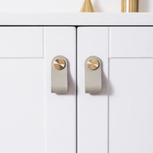 Load image into Gallery viewer, Leather and Brass Rivet Drawer Pulls
