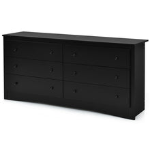 Load image into Gallery viewer, Black 6 Drawer Double Dresser Chest of Drawers Storage Cabinet