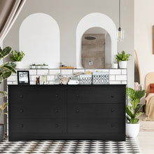 Load image into Gallery viewer, Black 6 Drawer Double Dresser Chest of Drawers Storage Cabinet