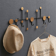 Load image into Gallery viewer, Gold and Black Wall Hanging Rack with 5/8 Hooks