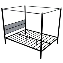 Load image into Gallery viewer, Queen Canopy Metal Upholstered Bed Frame With Four Posts
