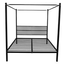 Load image into Gallery viewer, Queen Canopy Metal Upholstered Bed Frame With Four Posts