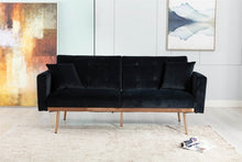 Load image into Gallery viewer, Modern Velvet Loveseat with rose gold metal feet