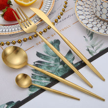 Load image into Gallery viewer, Matte Gold Cutlery Set