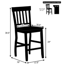 Load image into Gallery viewer, Set of 2 Bar Stools 24'' Solid Wood Rake Back