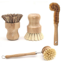 Load image into Gallery viewer, Bamboo Kitchen Scrub Brush Set of 4