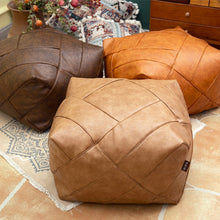 Load image into Gallery viewer, Vegan Leather Unstuffed Pouf Cushion