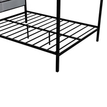 Load image into Gallery viewer, Queen Canopy Metal Upholstered Bed Frame With Four Posts