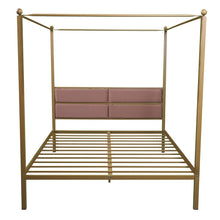 Load image into Gallery viewer, Queen Canopy Metal Upholstered Bed Frame With Four Posts