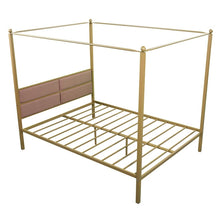 Load image into Gallery viewer, Queen Canopy Metal Upholstered Bed Frame With Four Posts