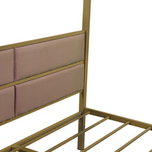 Load image into Gallery viewer, Queen Canopy Metal Upholstered Bed Frame With Four Posts