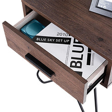 Load image into Gallery viewer, Pinewood Nightstand Coffee Table Storage Display with Steel Legs and 1 Drawer