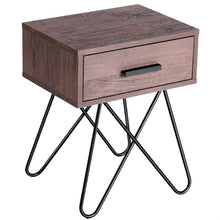 Load image into Gallery viewer, Pinewood Nightstand Coffee Table Storage Display with Steel Legs and 1 Drawer