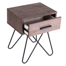 Load image into Gallery viewer, Pinewood Nightstand Coffee Table Storage Display with Steel Legs and 1 Drawer