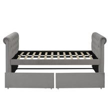 Load image into Gallery viewer, Twin Size Upholstered Daybed with Trundle, Wood Slat Support