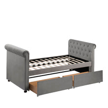 Load image into Gallery viewer, Twin Size Upholstered Daybed with Trundle, Wood Slat Support