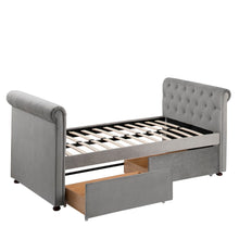 Load image into Gallery viewer, Twin Size Upholstered Daybed with Trundle, Wood Slat Support