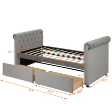 Load image into Gallery viewer, Twin Size Upholstered Daybed with Trundle, Wood Slat Support