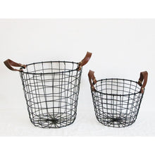 Load image into Gallery viewer, Black Home Storage Basket with Leather Handle
