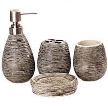 Load image into Gallery viewer, Ceramic Textural Bathroom Accessory 4Pcs Set