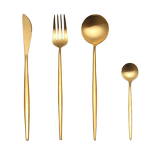 Load image into Gallery viewer, Matte Gold Cutlery Set