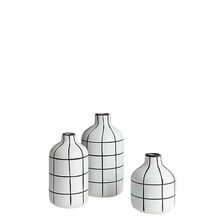 Load image into Gallery viewer, Stripes Ceramic Filler Porcelain Black and White Unique Vases